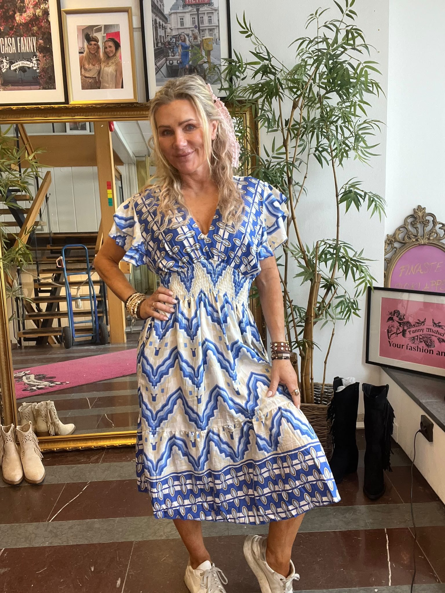 Selena Kort klänning 496-T - Mönstrad- Blå - Bild 4
