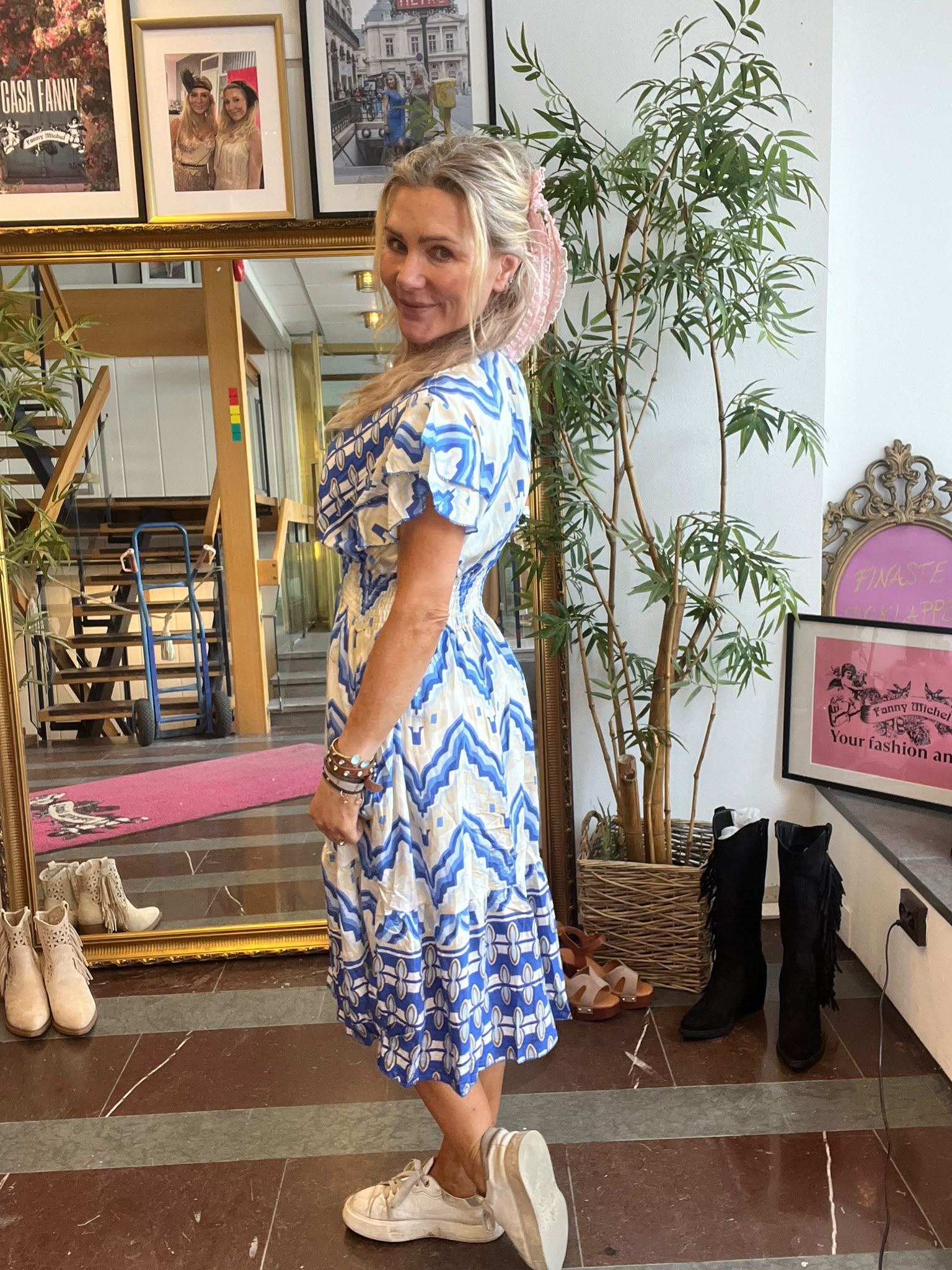 Selena Kort klänning 496-T - Mönstrad- Blå - Bild 2