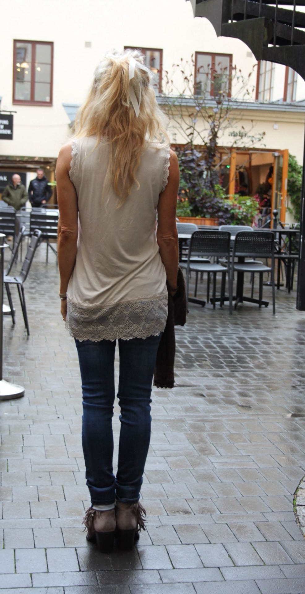 Jennie - Tank top with lace - Beige - Image 5