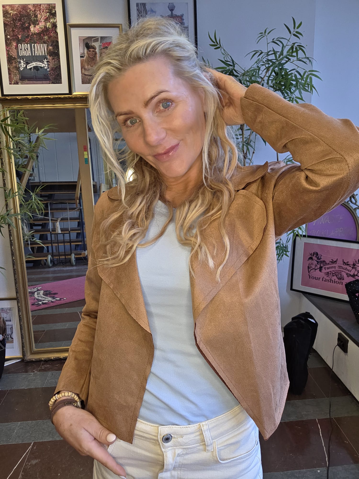 Faux suede jacket/blazer - Camel - Image 4