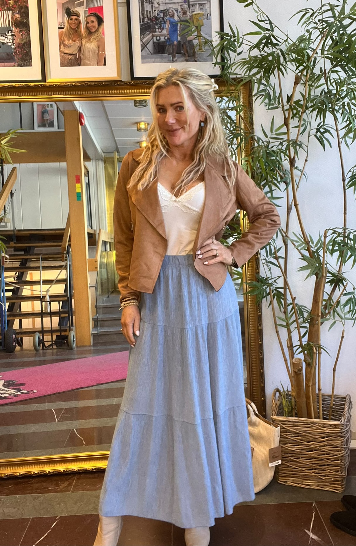 Faux suede jacket/blazer - Camel - Image 2