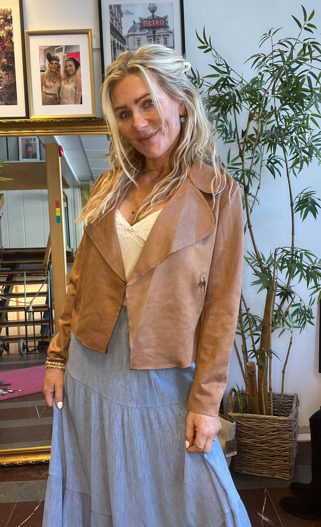 Faux suede jacket/blazer - Camel - Image 3