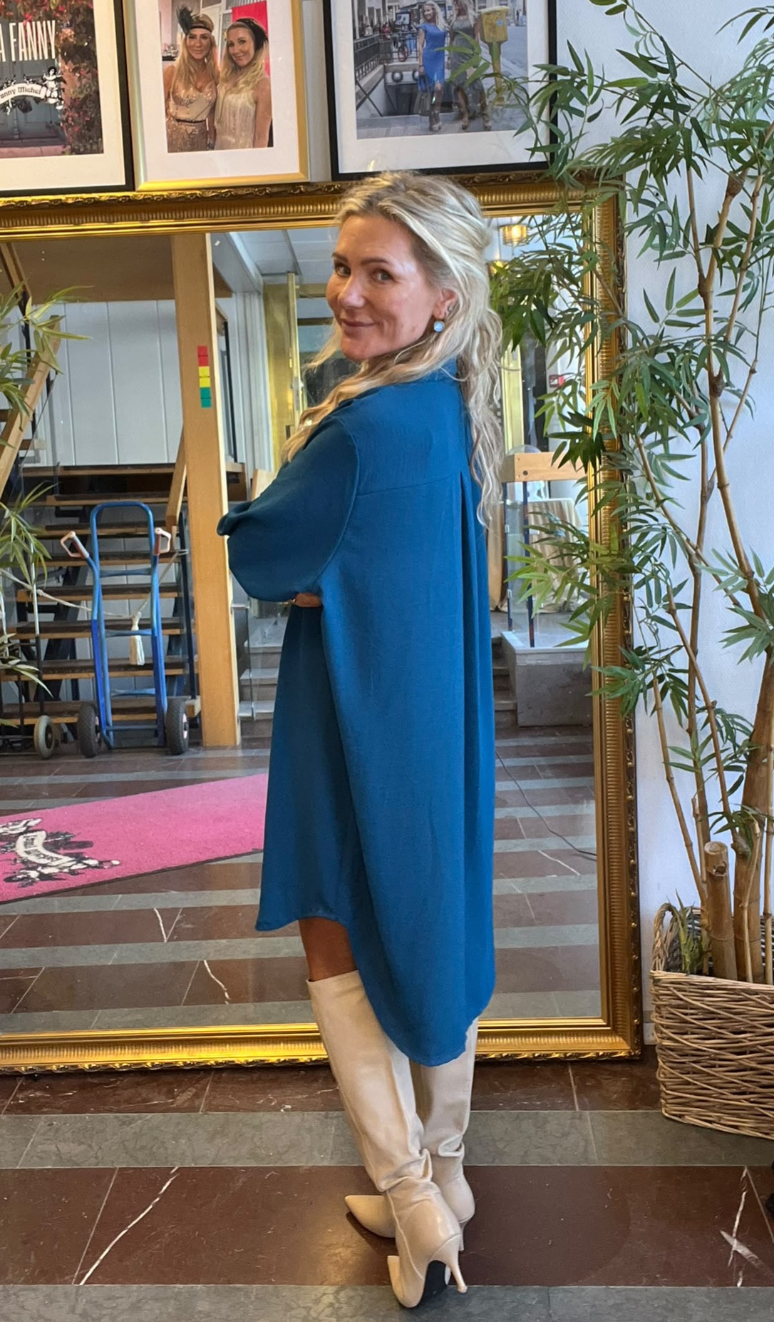 Salma - Oversizeskjorta med resårärm - Petrol - Bild 6