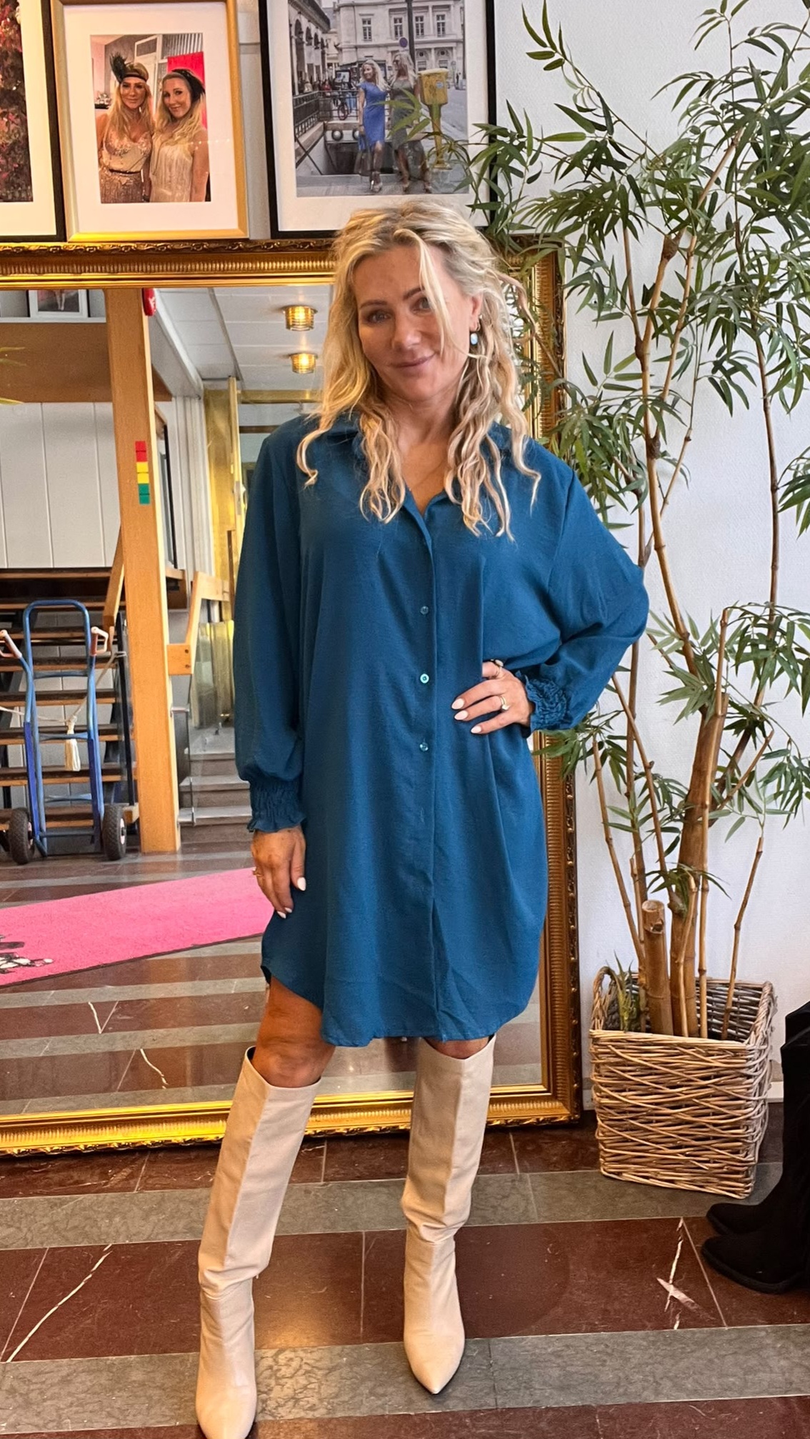 Salma - Oversizeskjorta med resårärm - Petrol - Bild 3