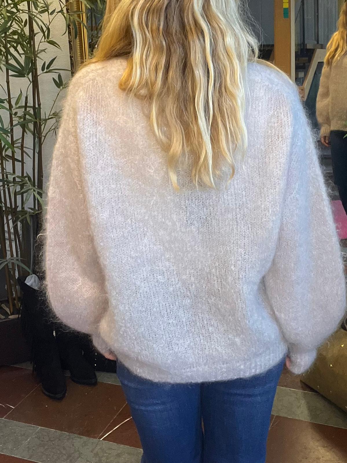 Ivy - V-neck Mohair Sweater - Beige - Image 6